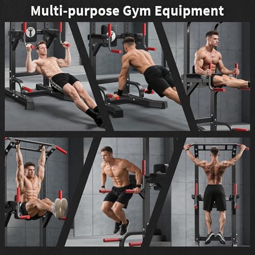 SogesHome Multifuntional Power Tower Pull Up Bar Dip Station for Home Gym - color: Black
