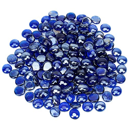 OnlyFire Fire Pit Glass Rocks 10 lbs, High Luster Fire Glass Beads 1/2 Inch, Tempered Glass Marbles for Propane/Natural Gas Fire Pit, Fireplace, Multicolor & Blends Available - color: Royal Cobalt Blue