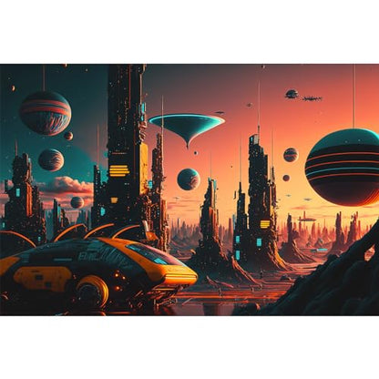 Aquarium Background Night City Cyber Punk Landscape Terrarium Background Beyond Generation and Futuristic of Sci-Fi Capital City Fish Tank Backdrop Reptile Habitat Background Vinyl 48x20in - size: 48(W)x20(H)inches/ 120(W)*50cm(H)