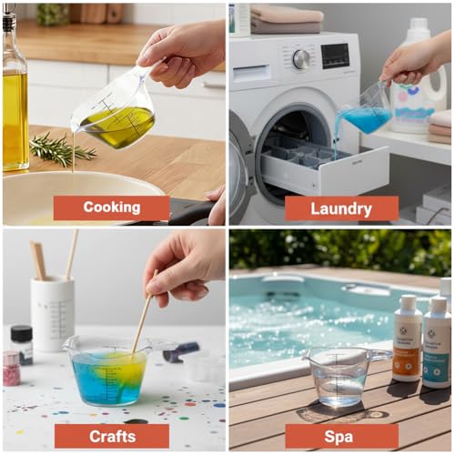 4 Pack Small Measuring Cups, 2oz/60ml Mini Measuring Cup with tsp/Tbsp/oz/ml Markings, Double-Sided Clear Easy-Read Scale for Kitchen, Resin, DIY, Beauty Mixing