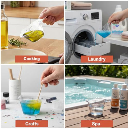 4 Pack Small Measuring Cups, 2oz/60ml Mini Measuring Cup with tsp/Tbsp/oz/ml Markings, Double-Sided Clear Easy-Read Scale for Kitchen, Resin, DIY, Beauty Mixing
