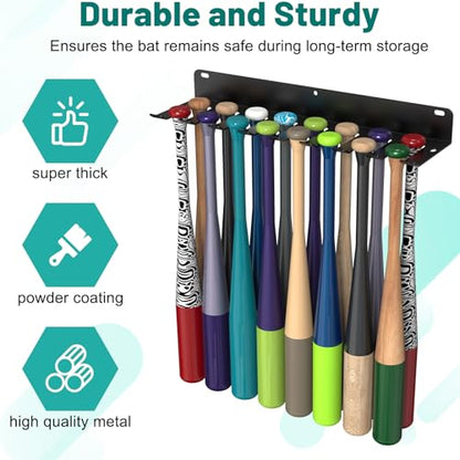 2 PCS Baseball Bat Rack, Holds 16 Bats - size: 2 PCS