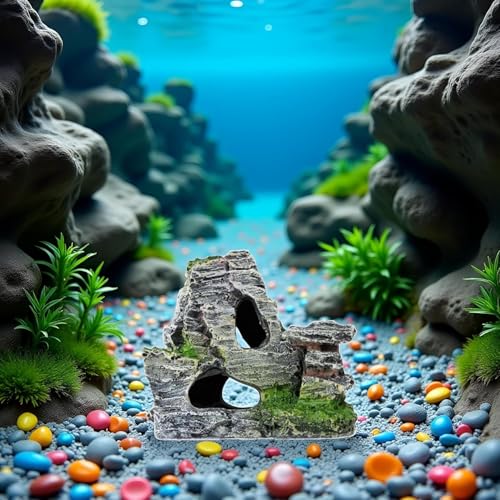 Artificial Moss Rock Cave Aquarium Decor, Fish Tank Hideout, Mountain Terrain Ornament