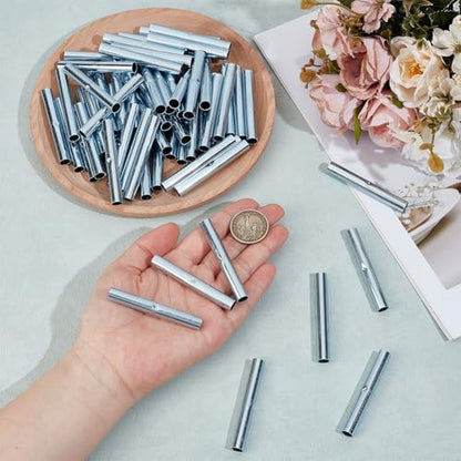 BENECREAT 60pcs Camping Tent Pole Connector, Metal Connectors for Garden Hoops, Joint Tent Pole Repair Sleeve for Outdoor Camping Canopy Fiberglass Pole(0.33inch) - size: Dia: 0.33inch