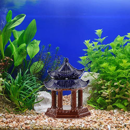 balacoo Ceramic Pavilion Aquarium Decor 3.93In Mini Pagoda Fish Tank Ornament for Aquatic Landscaping and Zen Garden Aquarium Decoration
