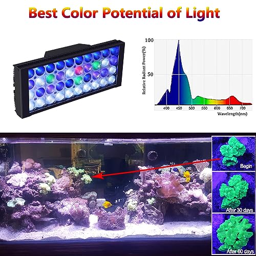 2xT30 Reef Aquarium LED Light Marine Fish Tank Lighting for 36 inch 48 inch Saltwater Coral Reef LED