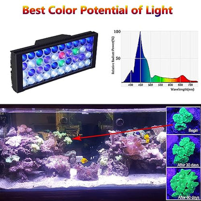 2xT30 Reef Aquarium LED Light Marine Fish Tank Lighting for 36 inch 48 inch Saltwater Coral Reef LED