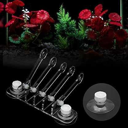 Acrylic Transparent Five Claw Life Tree Frag Rack Base, SPS Holder with 5 - Hole Design, 180 - Degree Adjustable Arms and Strong Suction Cup for Reef Aquarium