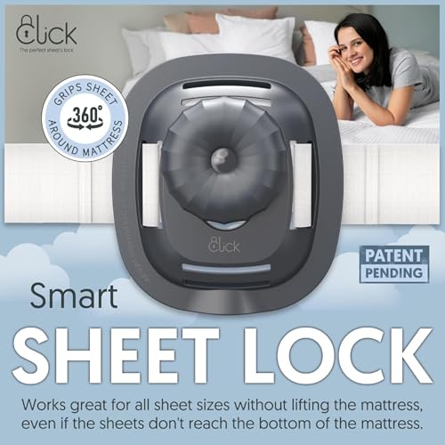 Click Bed Sheet Holder - No Lift Mattress Sheet Clips & Strap for Queen King Size Beds, Sheet Keepers to Keep Sheets on Bed, Heavy Duty Bedsheet Lock Fasteners to Hold Sheets in Place Firm & Tight - color: Gray, size: Standard Beds - Twin XL to Cal-King