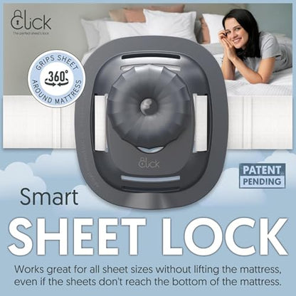 Click Bed Sheet Holder - No Lift Mattress Sheet Clips & Strap for Queen King Size Beds, Sheet Keepers to Keep Sheets on Bed, Heavy Duty Bedsheet Lock Fasteners to Hold Sheets in Place Firm & Tight - color: Gray, size: Standard Beds - Twin XL to Cal-King
