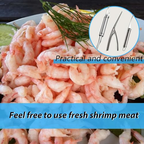 3 Shrimp Deveining Tool, FRIVASTIC Shrimp Peeler Cleaner, Tow-In-One Shrimp Line Knife, Stainless Steel Shrimp Line Knife, Stainless Steel Crawfish Peeler Tool, Shrimp Threader Fishing Line Remover - color: shrimp cleaner