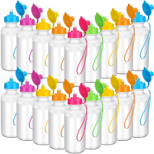 Zubebe 36 Pcs Sports Water Bottles Squeeze Bulk 21 oz | Reusable Plastic Water Bottles with Carry Strap, Back to School Supplies Summer Team Gifts for Students Travel Hiking Cycling - color: Mix Color