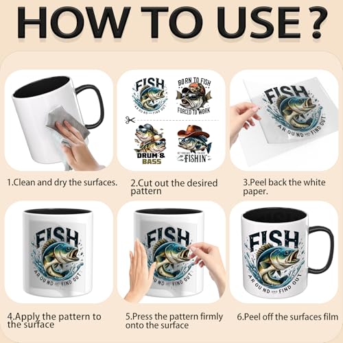 Fishing Enthusiast 4 PCS UV DTF Stickers, Suitable for 16 oz Insulated Mugs, Glass Jars, Mugs, Laptops, and Tables High Adhesion Cup Wraps
