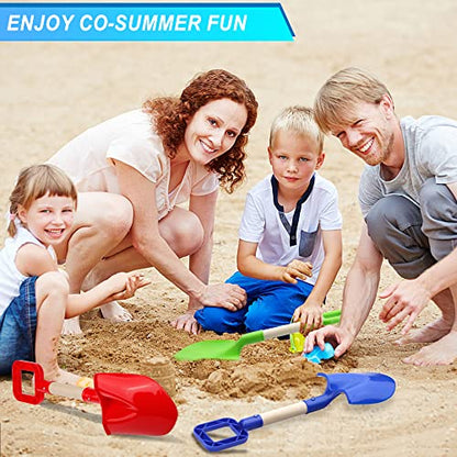 16" Kids Beach Spades Sand Shovels, Toys Gardening Tools Kit Sandbox Scoop Wood Handle Plastic Spade for Garden Sand Snow Backyard Summer Vacation for Kids Adults 2 Pack- Blue&Green - color: Blue