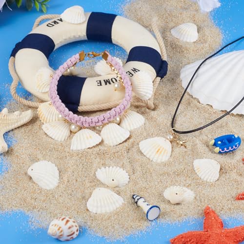 Craftdady Natural Clam Shell Pendants 21.5-24.5x8.5-11.5 Beach Ocean Seashell Beads Charms for Vase Filler Fish Tank Jewelry Making Hole:1.5-1.6mm, About 117pcs/Box - color: Natural Color, 21.5-24.5mm