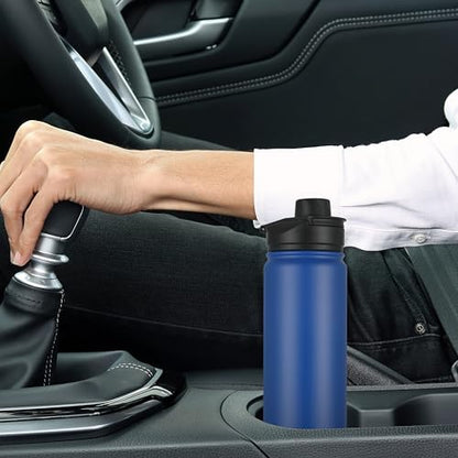 HASLE OUTFITTERS Insulated Water Bottle 22 oz Double Wall Stainless Steel Water Bottle Wide Mouth with Straw Lid & Spout Lid Keeps Cold or Hot(Royal Blue,1) - color: Royal Blue, size: 22 Ounces