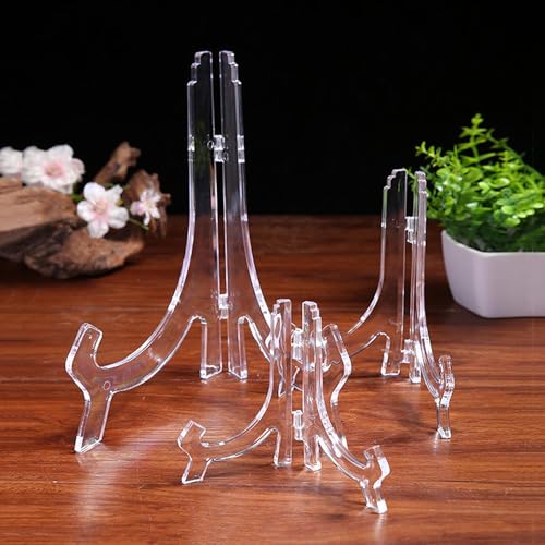 12 Pack 3 Inch Clear Plastic Easels or Stand/Plate Holders to Display Pictures or Other Items at Weddings, Plate Stands for Home Decoration, Birthdays, Tables - size: 3 inch