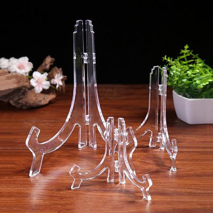 12 Pack 3 Inch Clear Plastic Easels or Stand/Plate Holders to Display Pictures or Other Items at Weddings, Plate Stands for Home Decoration, Birthdays, Tables - size: 3 inch