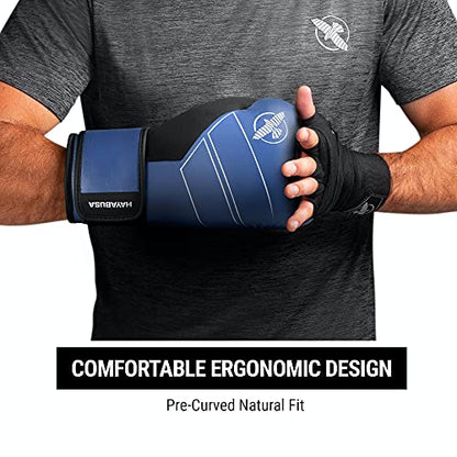 Hayabusa S4 Leather Boxing Gloves | 12oz Boxing Gloves, Muay Thai Gloves, Kickboxing Gloves, Leather Training Gloves, Men and Women, 16oz Boxing Gloves - color: Blue, size: 16 oz