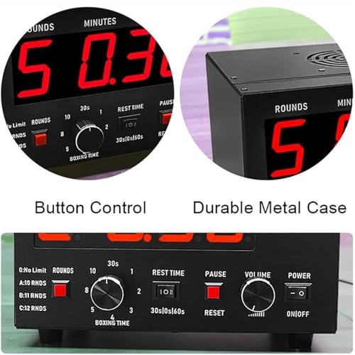 Boxing Interval Timer, Digital Timer Gym,with Led Display, 1-12 Challenge Rounds/Adjustable Buzzer, for Gym Home (Green) - color: Green