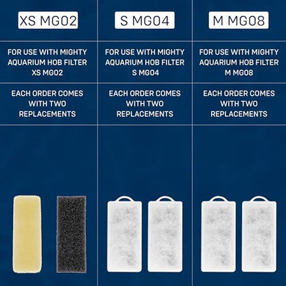 Mighty Aquarium Filter HOB Replacement Media - Fish Tank Filters Replacement, Hang-on-Back Small Aquarium Filter, Replacement Filter Cartridge - S MG04 Replacement Cartridge, 2-Pack - size: S MG04