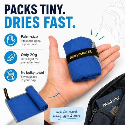Backpacking Ultralight Quick Dry Microfiber Soft Fast Drying Hand and Face Towel Wash Cloth Camping Yoga Hiking Active Lifestyle Small (Blue, Small) - color: Blue, size: Small