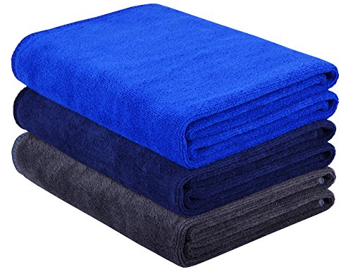 HOPESHINE Gyms Towels for Men & Women Microfiber Exercise Fitness Home Absorbent Sweat Yoga Towels Sports Towels Soft Fast Drying 16inch x32inch 3-Pack - color: 3-pack Grey+dark Blue+navy Blue
