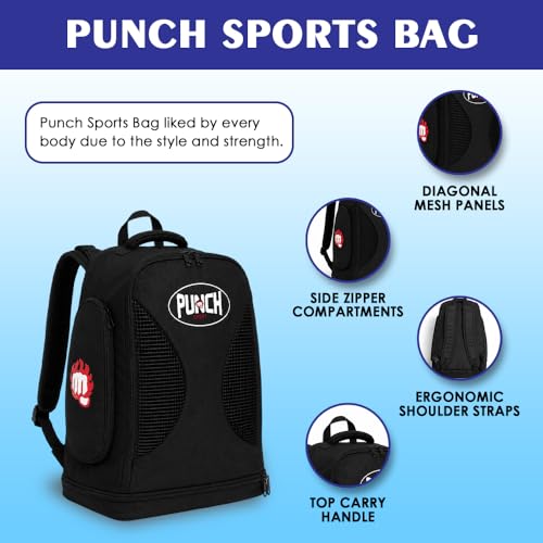Punch Sports Gym Bag/Backpack Durable Travel Duffel Bag with Shoe Compartment, Wet Pocket & Multi Storage for Gym, Sports & Travel