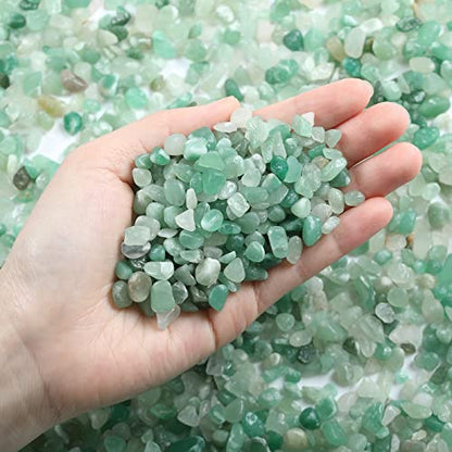 LAIDANLA Green Aventurine Crushed Stone Crystal Chips Bulk Natural Gemstones Healing Reiki Crystals Mini Quartz Vase Filler Aquarium Gravel 100g - color: Green Aventurine, size: 0.22 Pound-（0.2"-0.28"）
