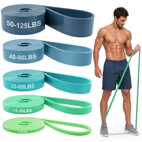Renoj Resistance Bands for Working Out, 5 Levels Pull Up Assistance Bands Set for Workout, Exercise, Home Gym & Strength Training - color: Blue