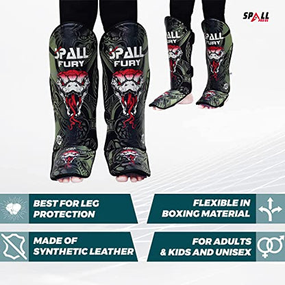 MMA Shin Instep Pad Kick Thai Pad Kick Boxing Guard Protector Leg Foot Guard(Green Black-XS)
