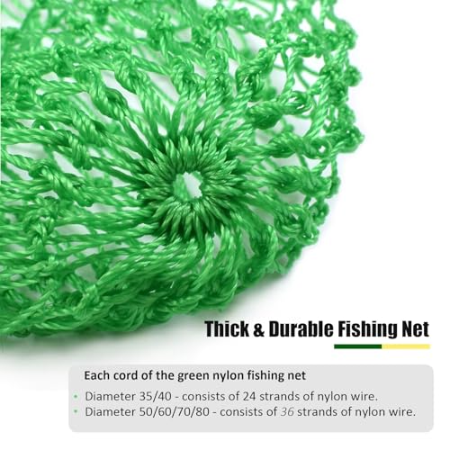 Fishing Net Fish Landing Net Foldable Fishing Replacement Net for Freshwater Saltwater Fishing Net Replacement Netting Green/Black 2 Colors Handle/Frame Not Included
