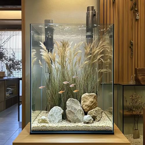 2 Gallon Glass Fish Tank, Easy to Maintain Small Aquarium for Betta/Snails/Shrimp and Aquatic Planting.
