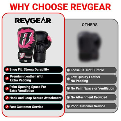 Revgear Kids Combat Series Boxing Glove, Designed to Fit Kids Hands, MMA - color: Pink/Black, size: 10 OZ