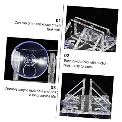 2pcs Fish Tank Isolation Clips Transparent Acrylic Divider Clamps Cups Easy Installation for Fish Separation Aquarium Divider