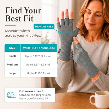 Vive Arthritis Gloves - Men, Women Rheumatoid Compression Hand Glove - color: Grey, size: X-Small