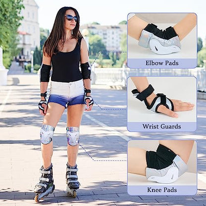 Bienbee Knee Pads for Men, Knee Pads Wrist Guard Knee and Elbow Pads Adult Protective Gear Set for Skateboard, Roller Skating, for Women Men Youth Adult Kids - size: Large
