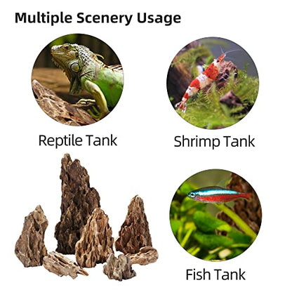 Natural Dragon Stones (16lbs, 2~8 inches,7-8pcs) for Aquascaping Terrariums, Paludariums,Vivariums, Reptile and Amphibian Enclosures - size: 01 Dragon(Ohko) Stone(2-8inch,16lbs)