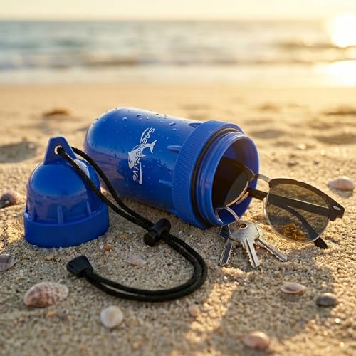Cylinder Dry Box with Lanyard - Waterproof Container, Watertight Key Pouch Holder - For Snorkeling, Boat, Kayak, Diving, and Water Activities