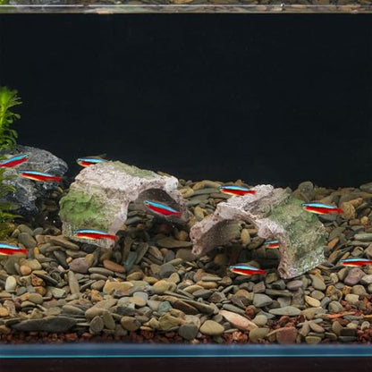 IBWell 2 Pack Aquarium Hideout Reptile Cave Betta Log Resin Hollow Tree Trunk Ornament Terrarium Tank Decoration for Fish Turtle Small Reptile - Short