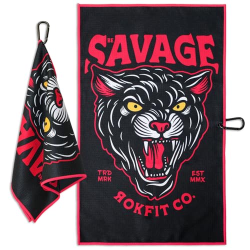RokFit Multi-use Bold Graphic Towel with Carabiner Clip. (Be Savage) - color: Be Savage