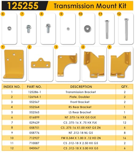 Upgraded 125255 Hydro Transmission Brackets Kit for Hustler Raptor Zero Turn Mower 552564 552565 552566 552567, Thicker Brackets Replacement Service Kit for Hustler Raptor SD SDX 42" 48" 54" & 60"