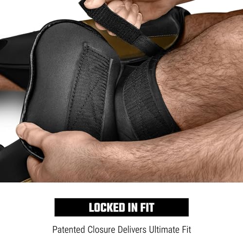 Hayabusa T3 Full-Back Shin Guards - color: Black/Gold, size: Large