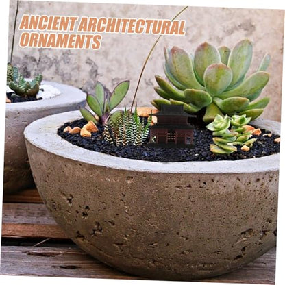 Alipis Pavilion Aquarium Decor Handmade Micro Landscape House Figurine for Fish Tank Simulation Decoration Outdoor Garden Decor