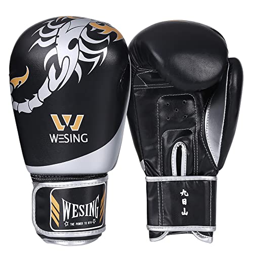 Wesing Kids Boxing Gloves for Boys&Girls 6oz Boxing Gloves for Children 5-12 Boxing Training Gloves for Men&Women 10oz Sparring Punching Gloves for Punching Bag, Kickboxing, Muay Thai, MMA - color: black, size: 10 oz
