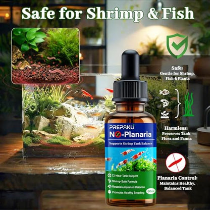 No Planaria & Hydra Support, Aquarium Balance Liquid for Shrimp & Fish, Helps Maintain Tank Stability and Reduce Flatworm-Related Issues, Shrimp-Safe Formula, 60ml