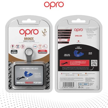 OPRO Bronze Level Moldable Mouth Guard, Essential Fit (Blue) - color: Blue, size: Adult