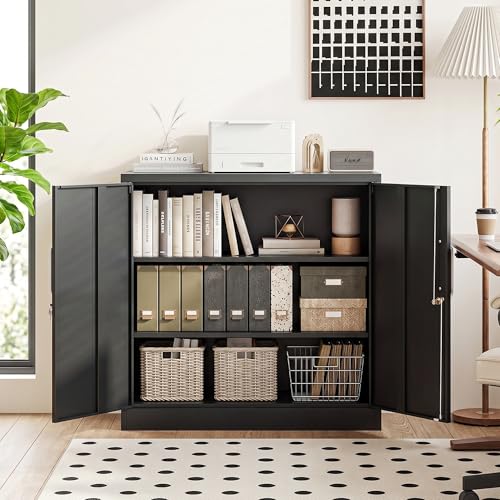 Metal Storage Cabinet with Locking Doors, 35.4" Steel Locker Organizer with Adjustable Shelves, Garage Utility Cabinet for Home, Office, Shop, and School - size: 35.4"H x 31.5"W x 15.7"D