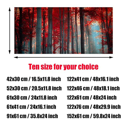 Aquarium Background Poster, Fish Tank Decorations Pictures 3D Effect PVC Adhesive Poster Red Maple Leaf Forest Decor Paper Cling Decals Sticker,122x46 cm