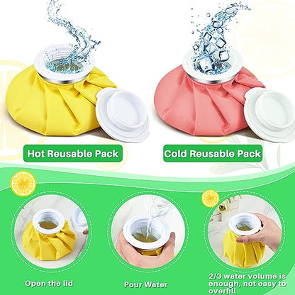Honoson 4 Pack Reusable Ice Bags Hot Cold Bag Leakproof,Vivid Pure Style | Reusable Ice Pack, Ice Bags Hot Water Bag,Screw Cap No-Leak Elastic Breathable for Sports & Home Use,Wide Opening Easy Fill - style: Vivid Pure Style